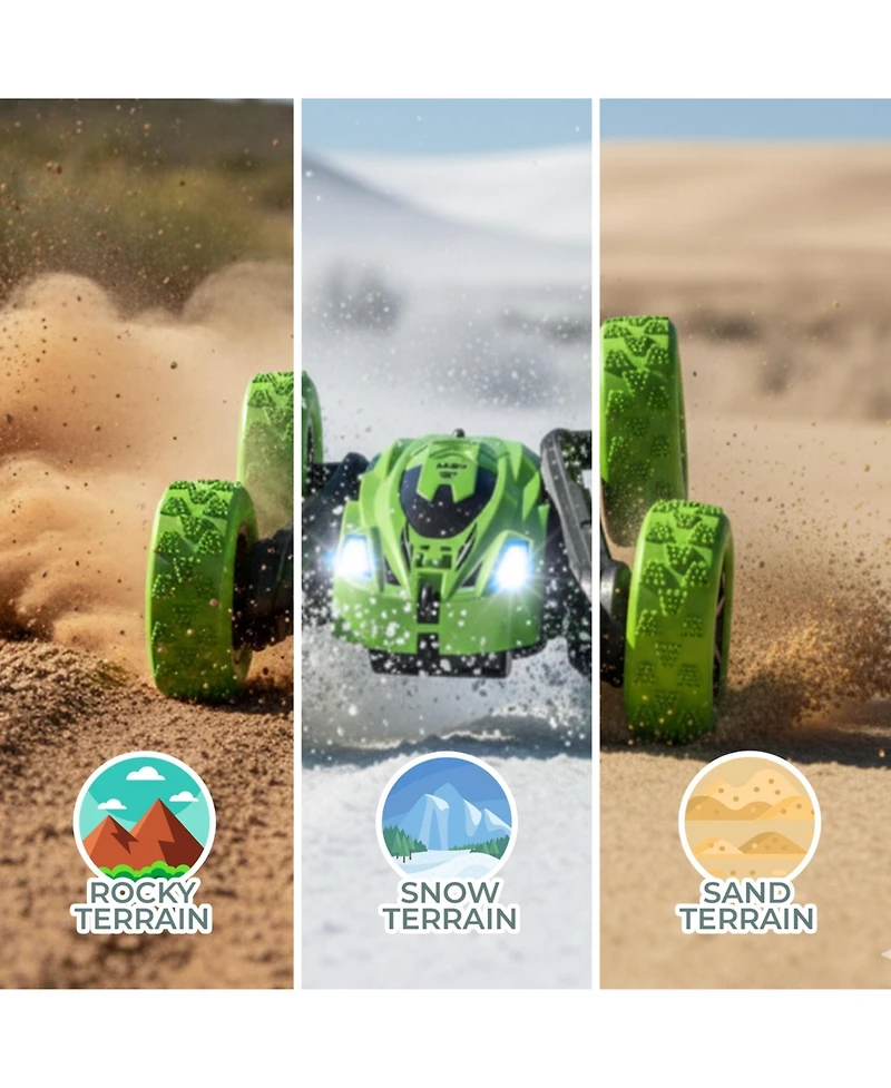 Sperric Boys Rc Stunt Toy Car for Kids, Rechargeable Remote Control Car with 360degree(s) Flips, Double-Sided Driving and Headlights