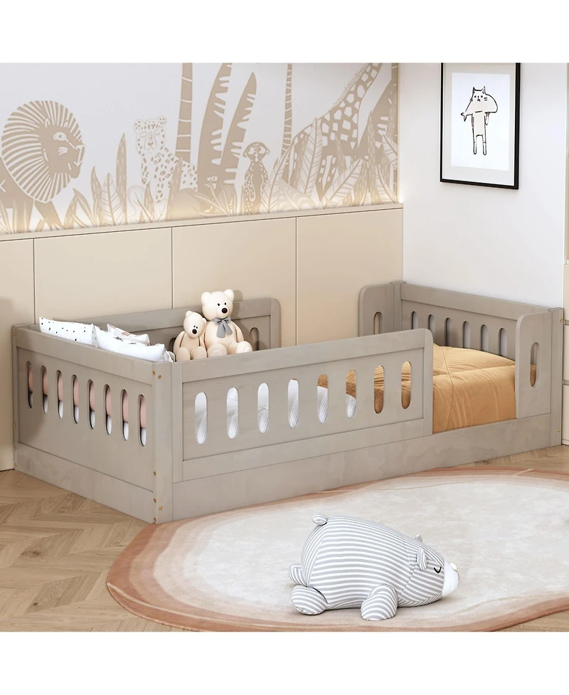 flynama Wood Platform Bed Guardrail