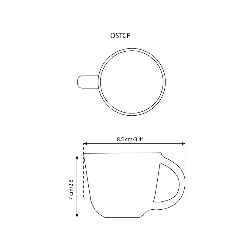 Gharyan Stoneware, Stoneware Coffee Mug Osun 6.7 oz - Set of 4