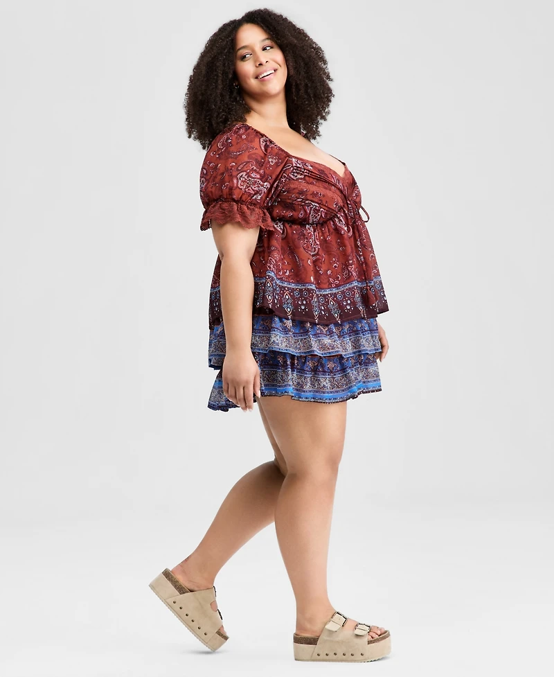 And Now This Trendy Plus Paisley Tiered Mini Skirt, Macy's Exclusive