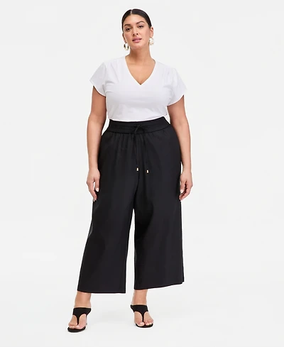 I.n.c. International Concepts Plus High Rise Cropped Wide Leg Pants, Macy's Exclusive
