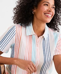 Style & Co Women's Striped Cotton Gauze Tie-Front Top, Macy's Exclusive