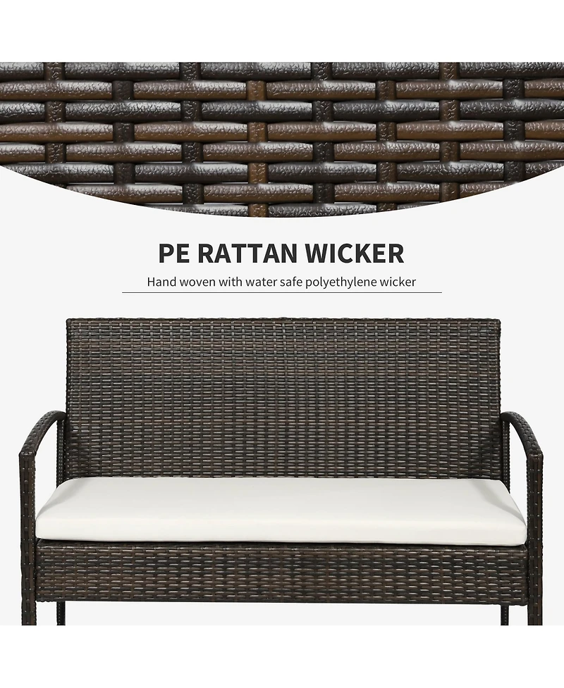 Outsunny Patio Furniture Set, 4pc w/ Loveseat, Chairs, Table,