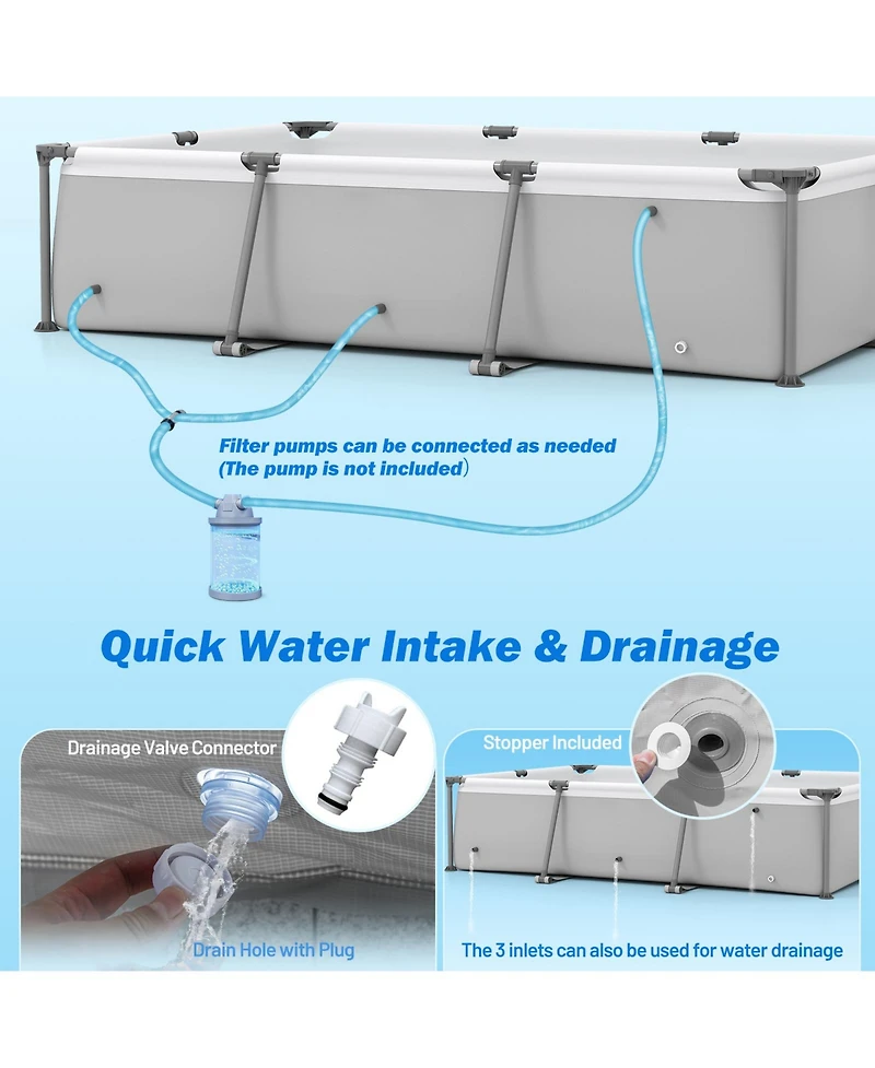 Sugift Above Ground Family Swimming Pool with Metal Frame 10 ft