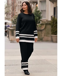 Avenue Women's Border Stripe Straight Leg Pant