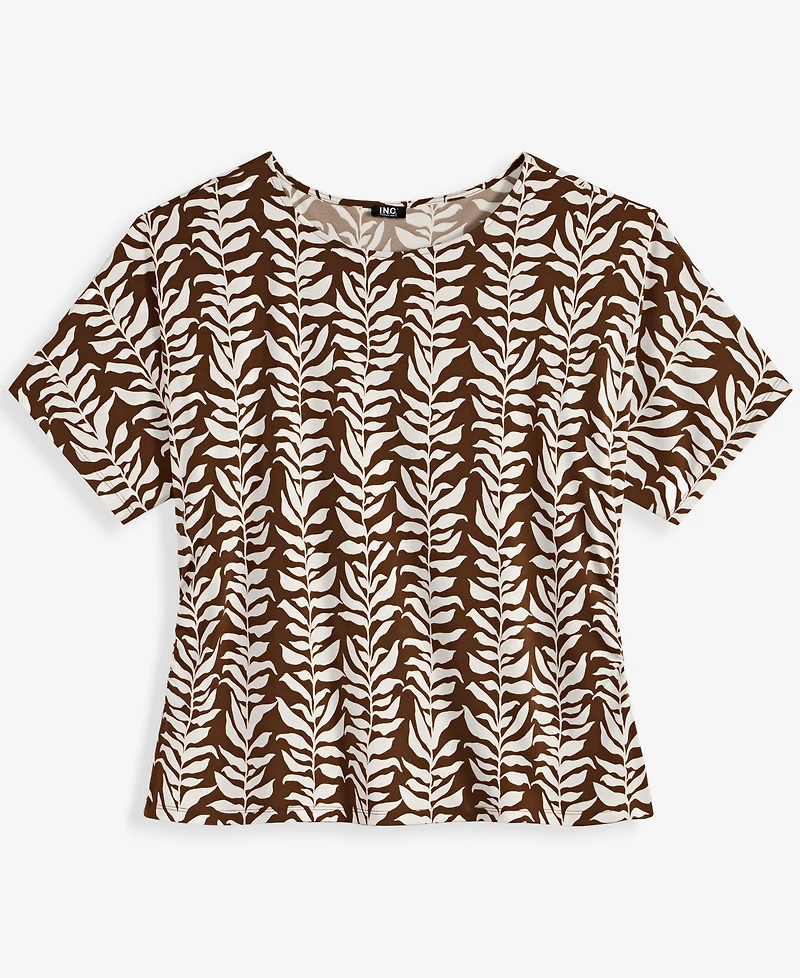 I.n.c. International Concepts Plus Printed Boat Neck Top, Macy's Exclusive