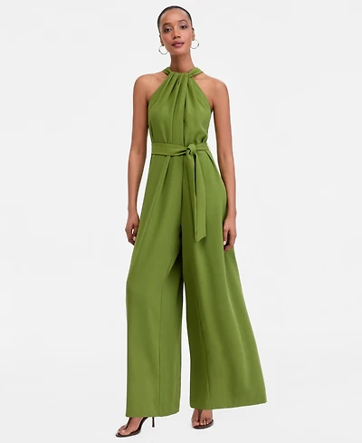 I.n.c. International Concepts Women's Halter-Neck Sleeveless Wide-Leg Jumpsuit, Macy's Exclusive