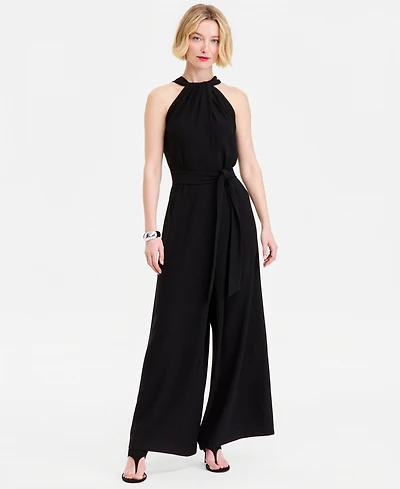 I.n.c. International Concepts Women's Halter-Neck Sleeveless Wide-Leg Jumpsuit, Macy's Exclusive