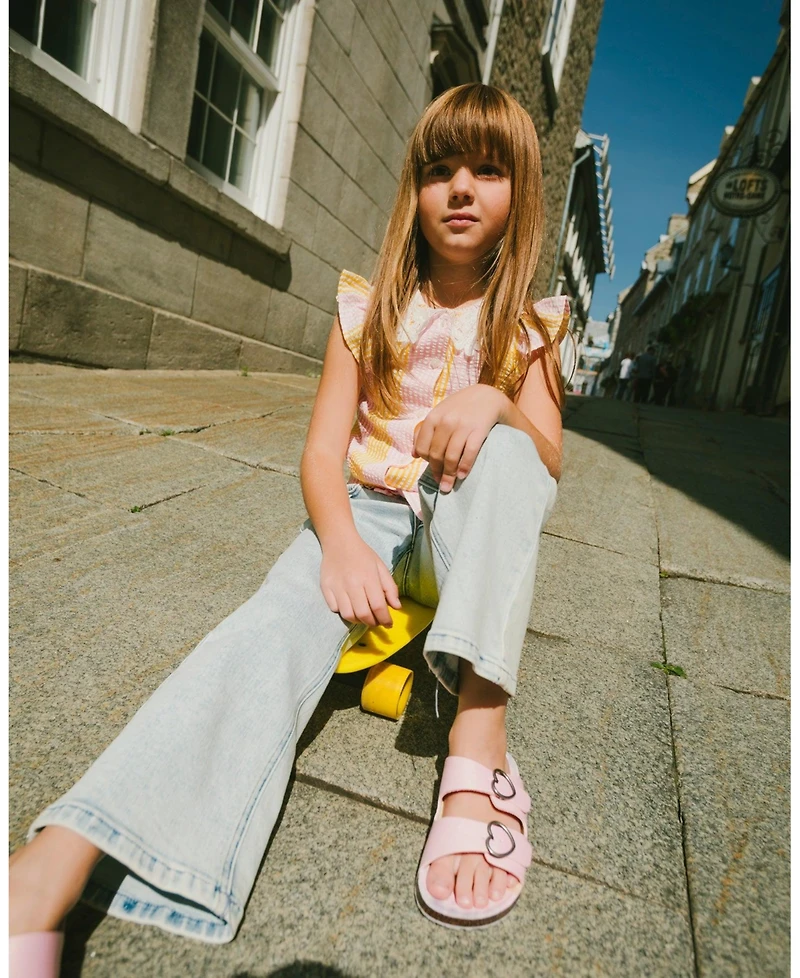 Deux par Deux Little Girls Wide Leg Light Denim Jeans