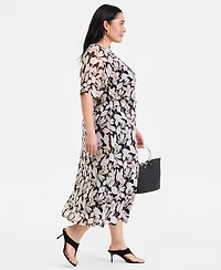 I.n.c. International Concepts Plus Printed Elbow-Sleeve Midi Dress, Macy's Exclusive