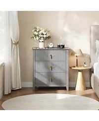 gaomon 27.5" Modern Nightstand with 3 Drawers, Strong Wood Bedside Table, Metal Handle, Anti-Tip, Bedroom or Living Room