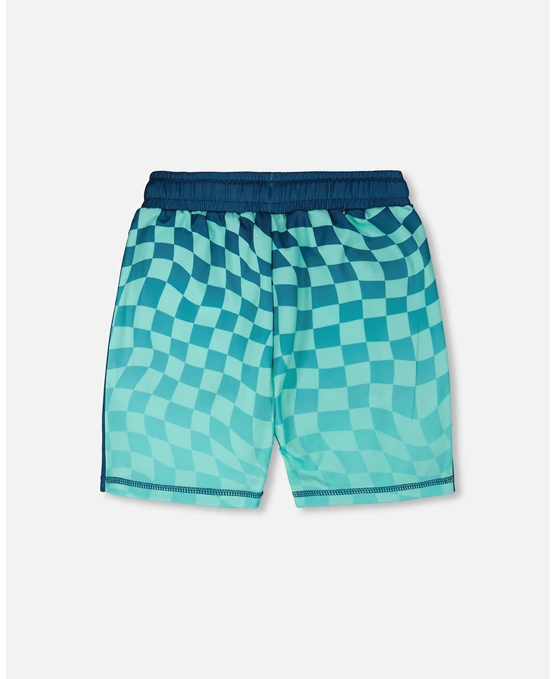 Deux par Deux Boys Little/Big Athletic Shorts in Polyester Printed Checkerboard