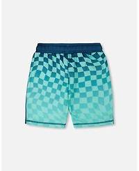 Deux par Deux Boys Little/Big Athletic Shorts in Polyester Printed Checkerboard