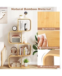 Slickblue 4 Tier Wicker S-Shaped Bookcase with Open Cubes Organizer Shelf