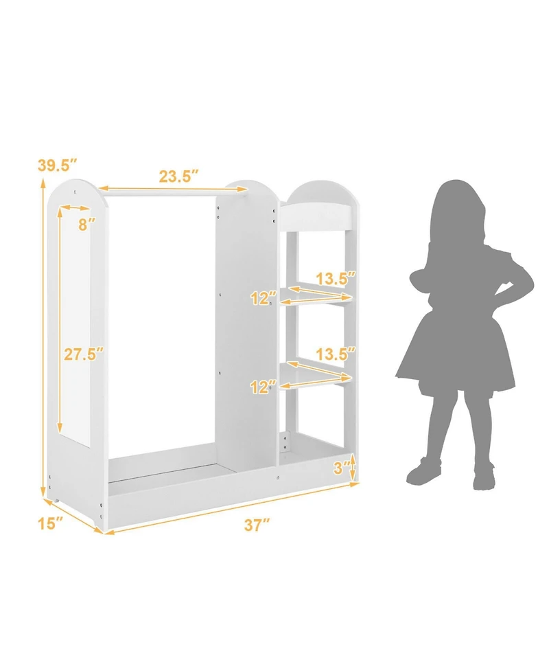 Sugift Kids Dress Up Storage Organizer with Built In Mirror