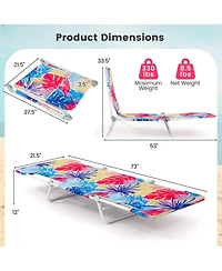 Sugift Two Piece Lay Flat Beach Recliner Chairs with Carry Strap