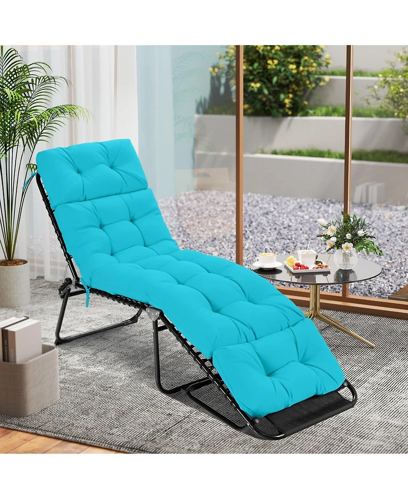 Sugift Outdoor Chaise Lounge Cushion with String Ties for Poolside