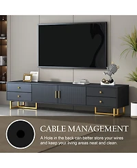 Rainsken Modern Media Console for TVs up to 75", Living Room Entertainment Center with 4 Drawers and 2 Storage Cabinets