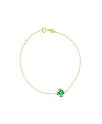 The Lovery Malachite Lucky Clover Bracelet 14K Gold