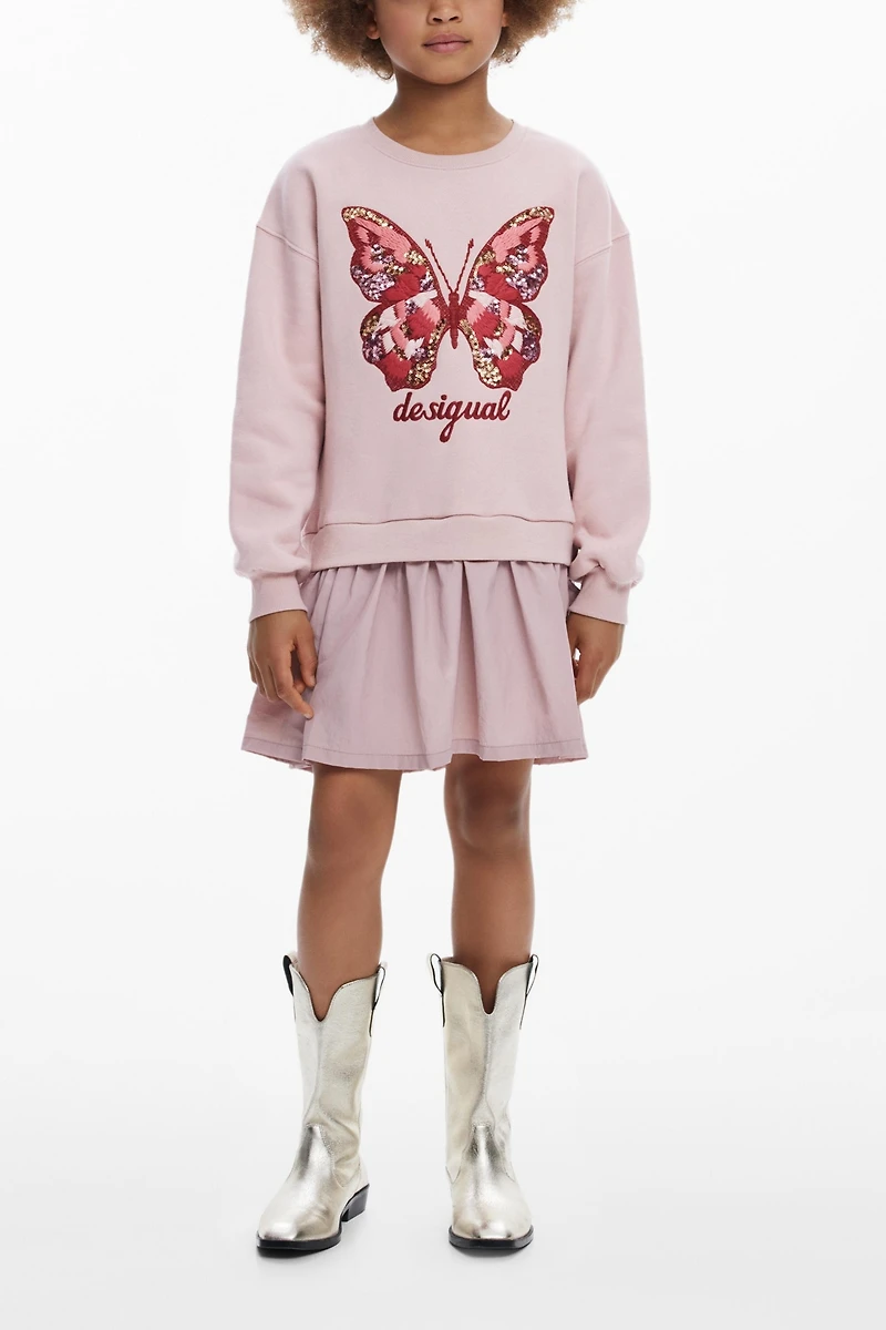 Desigual Girls's Butterfly dress with two-piece effect