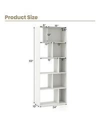 Slickblue 63 Inch 5-Tier Geometric 10-Cube Bookshelf Tall Bookcase