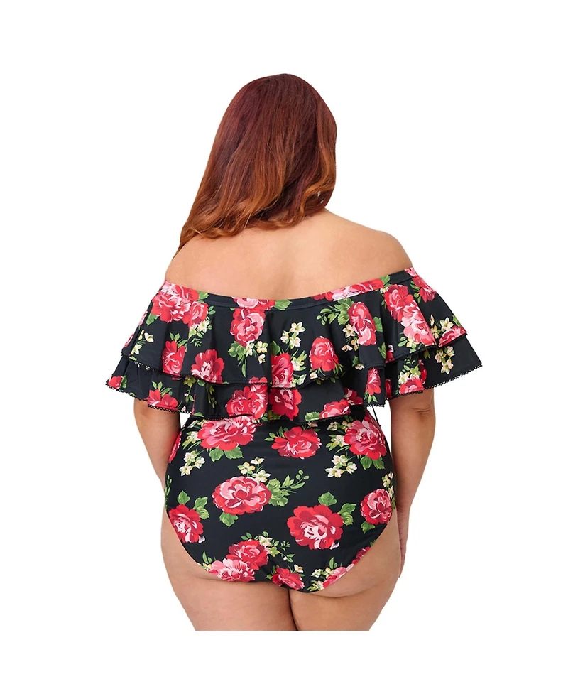 Unique Vintage Plus Off Shoulder Nantucket Swimsuit