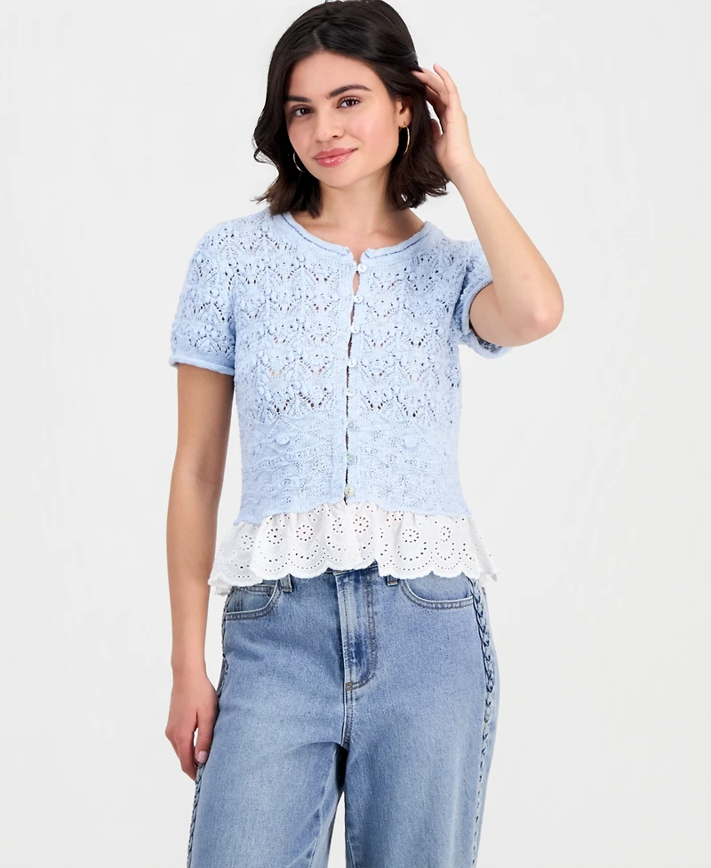 And Now This Petite Button-Front Peplum Cardigan, Macy's Exclusive