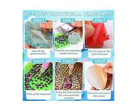 JDiction Diy Floral Diamond Painting Coasters Kit (16 Pcs) with Holder and Non-Slip Pads, Ideal for Home Decor and Gifting on Mother's Day and Easter