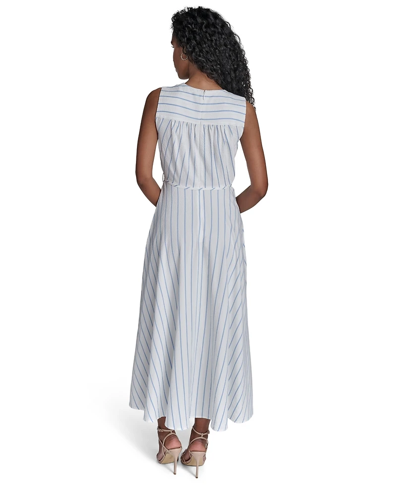 Calvin Klein Women's Striped V-Neck Midi Dress