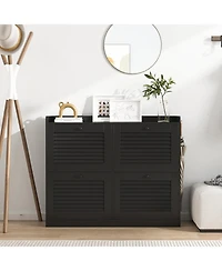 gaomon Large Shoe Cabinet with 4 Flip Drawers, Narrow Freestanding Organizer Wooden Legs,