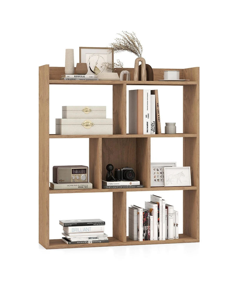 Slickblue 7 Cube Open Back Bookshelf with Anti Tip Safety Wall Anchor