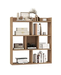 Slickblue 7 Cube Open Back Bookshelf with Anti Tip Safety Wall Anchor