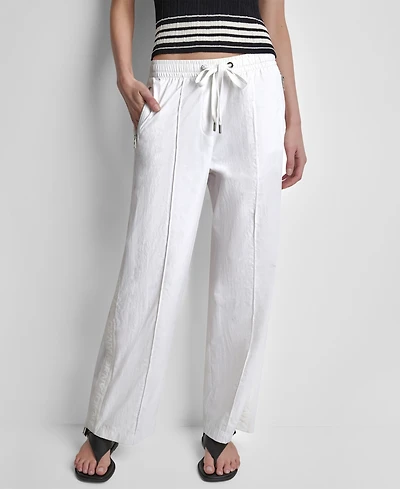 Dkny Women's Relaxed-Fit Logo Trim Pants