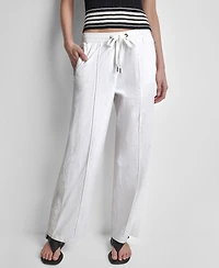 Dkny Women's Relaxed-Fit Logo Trim Pants