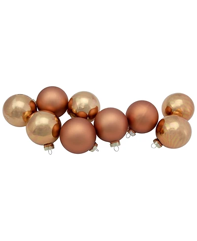 Northlight 9-Piece Shiny and Matte Copper Glass Ball Christmas Ornament Set 2.5" 65mm