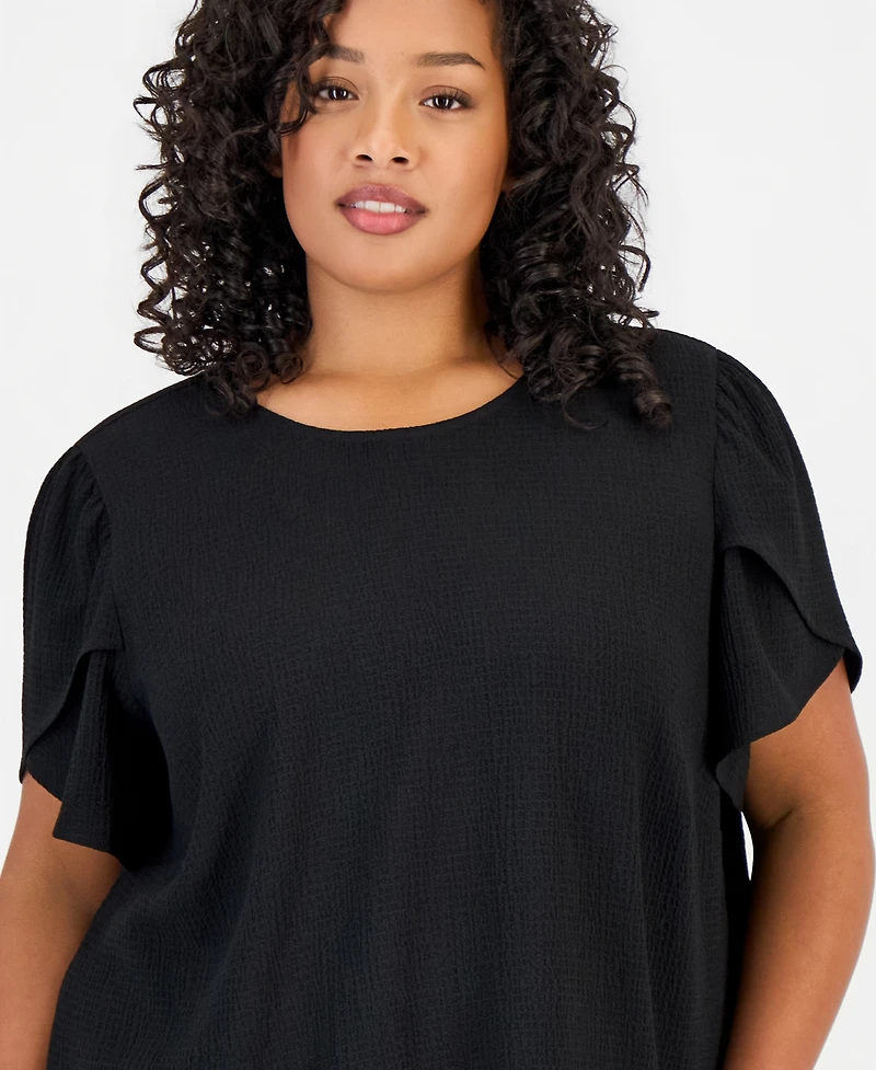 Anne Klein Essentials Plus Tulip-Sleeve Top