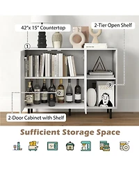 Sugift 42 in Sideboard Buffet Cabinet with Adjustable Storage Shelves