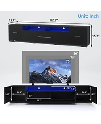 Boyel Living Modern Led Tv Stand with Remote and App Control, Rgb Lights and 31 Modes, Storage Cabinets and Power Outlets, for 80 Inches Tv