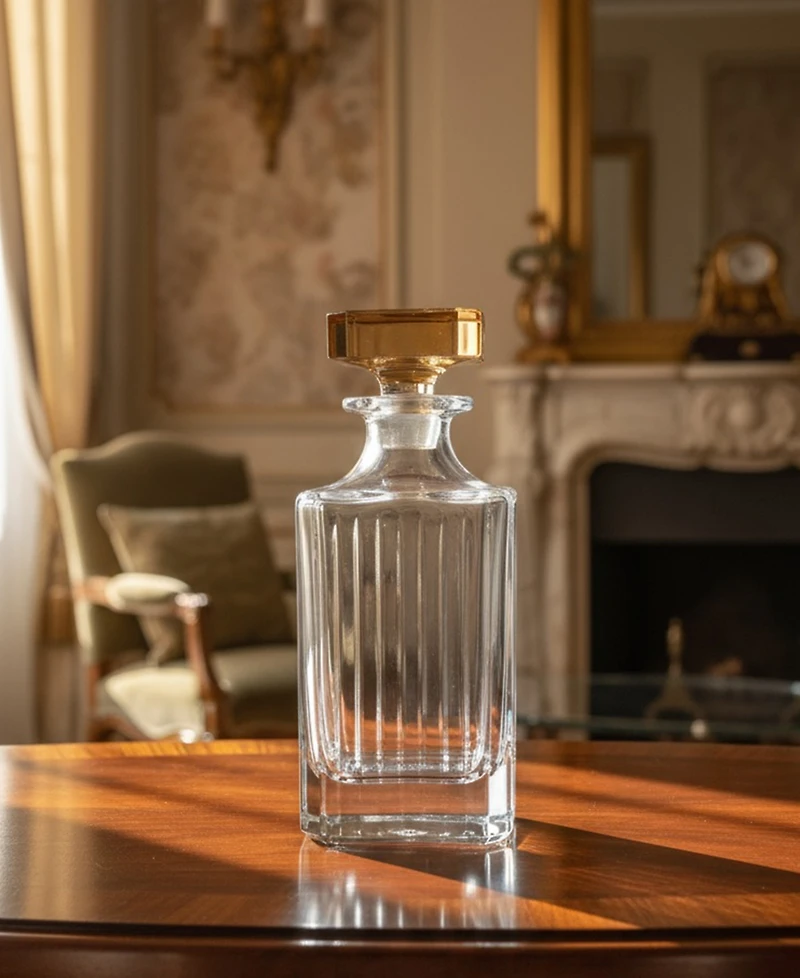 Classic Touch Square Liquor Bottle, 7.4"