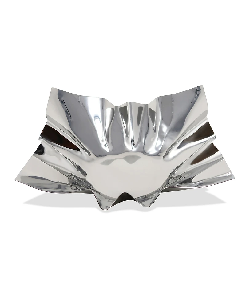 Classic Touch Stainless Steel Square Bowl, 12.25"