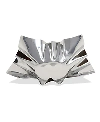 Classic Touch Stainless Steel Square Bowl, 12.25"