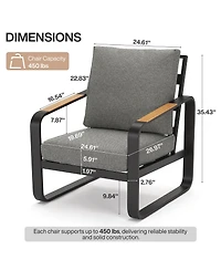 Tribesigns Outdoor Single Patio Sofa with Removable Cushions, Metal Frame Patio Sofa Chair with Thick Cushions for Patio, Balcony, Garden