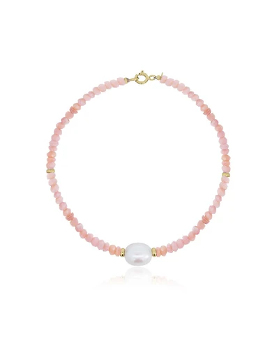 The Lovery Pink Opal Bead Pearl Bracelet 14K Gold
