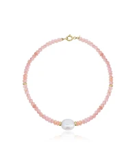 The Lovery Pink Opal Bead Pearl Bracelet 14K Gold