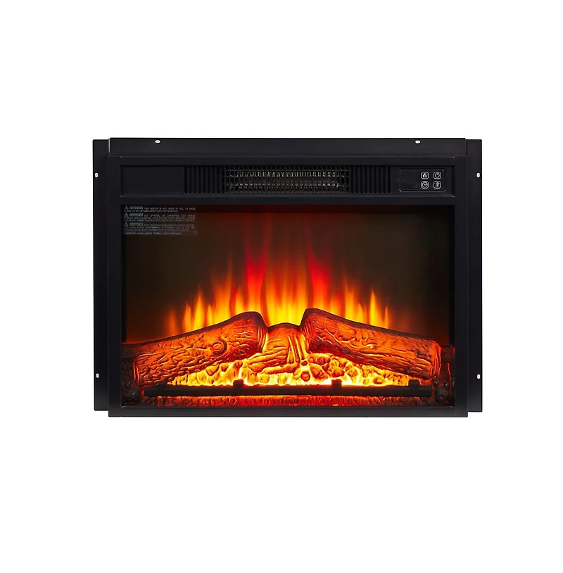 sumyeg 23" Electric Fireplace Insert Ultra-Thin Heater with Realistic Log & Flame Remote Control Included