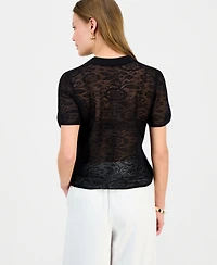 I.n.c. International Concepts Petite Collared Jacquard Top, Macy's Exclusive