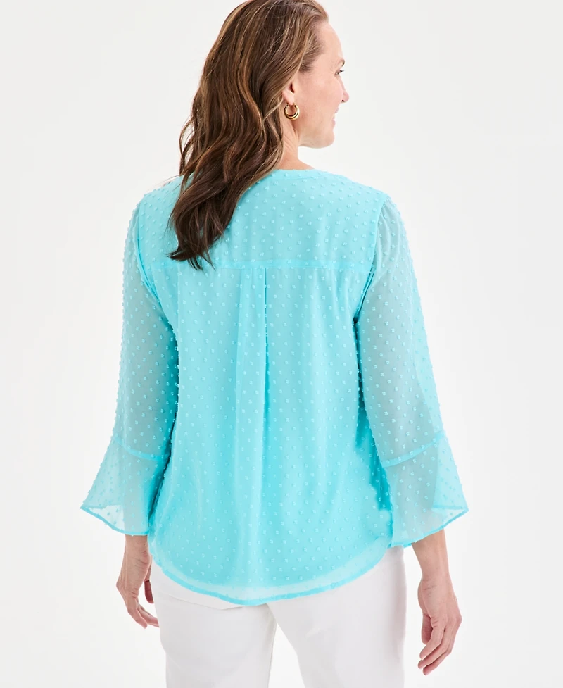 Style & Co Women's Textured Pintuck Ruffle Sleeve Top, Created for Macy's