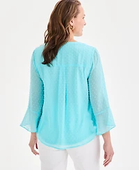Style & Co Women's Textured Pintuck Ruffle Sleeve Top, Created for Macy's