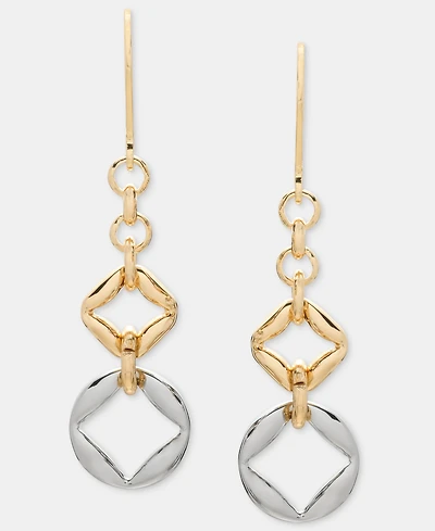Karl Lagerfeld Paris Puffy Geometric Link Linear Drop Earrings
