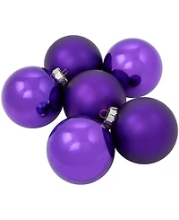 Northlight 6-Piece Shiny and Matte Purple Glass Ball Christmas Ornament Set 3.25" 80mm